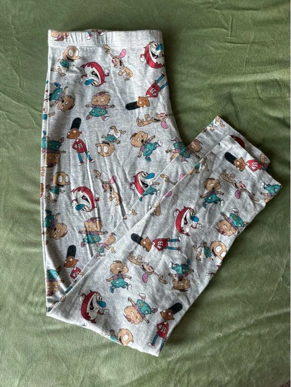 Nickelodeon 90s Cartoon Characters Allover Print Pajama Pants, Gray, Size L